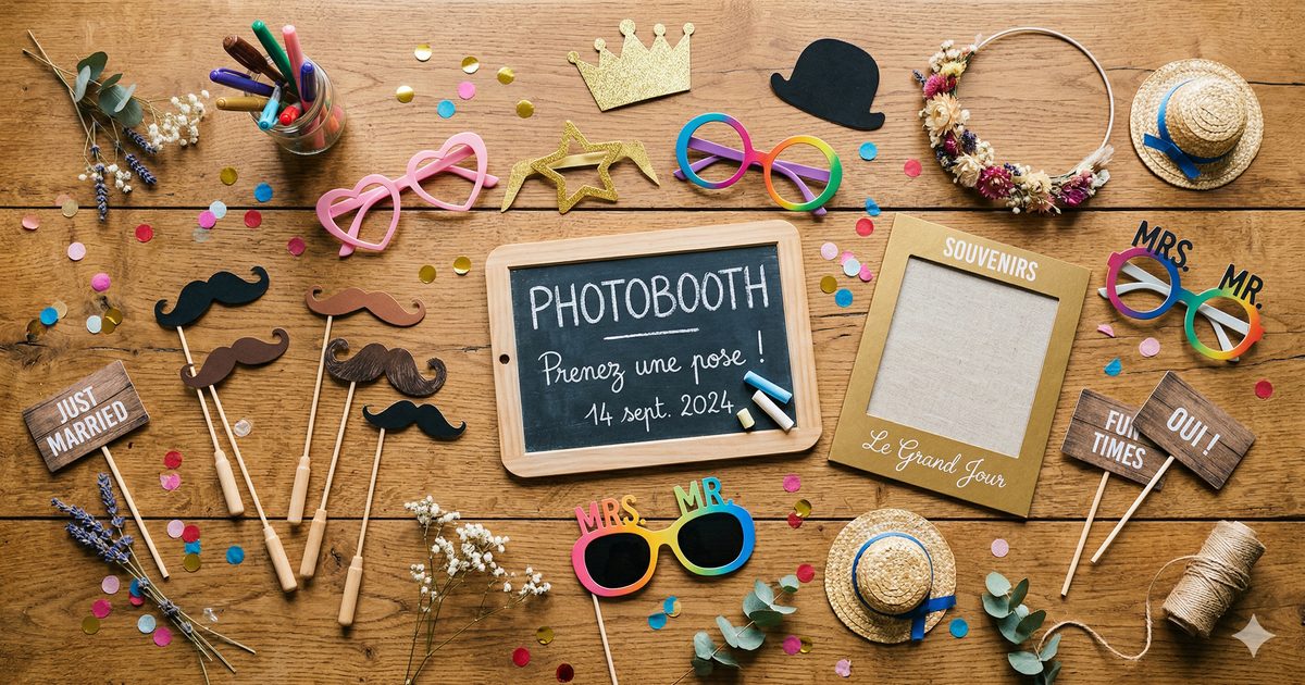 10 idées de props photobooth originaux pour votre mariage