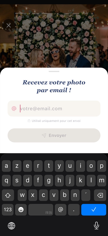 Envoi d'une photo par email dans l'app Tronche!