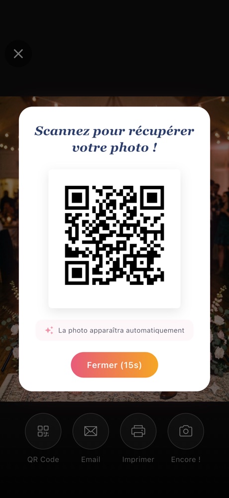 Récupération d'une photo par QR code dans l'app Tronche!